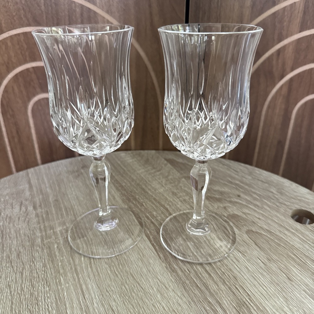 (2) Royal Crystal Rock RCR Opera Water Wine Goblet Glass 7.5" Set Of 2 Italy